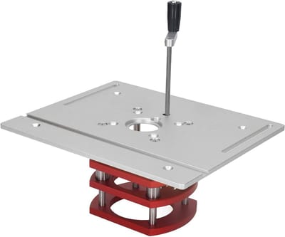 Houtbewerkingslift - Bovenfreeslift Hefsysteem - Nauwkeurige Houtbewerking - Handmatige Hoogteverstelling - 240 x 200 mm Tafel - Zilver