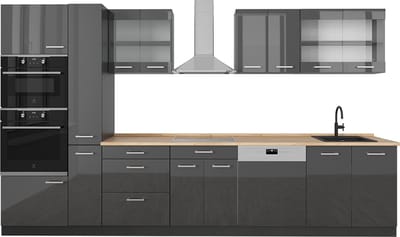 Vicco R-Line Complete keukeneenheid – 350 cm zonder werkblad Antraciet hoogglans/antraciet
