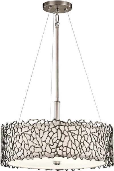 Kichler LED Hanglamp Silver Coral | 3X E27 Max 60W | Dimbaar | Classic Pewter