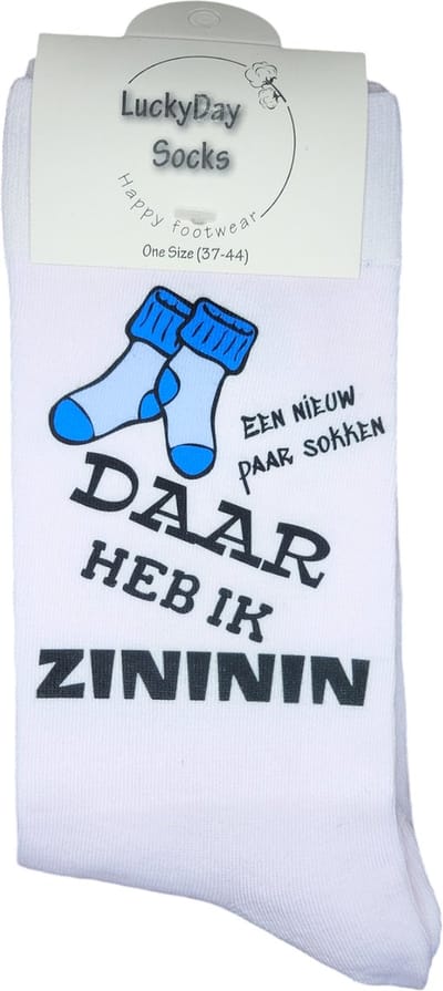 Zininin - Nieuwe sokken - Hou van sokken - Verjaardags cadeau - Valentijns cadeau - Kado - Kerst cadeau - Witte sokken met tekst - Grappige sokken - leuke dames en heren sokken - moederdag - vaderdag - Sokken waar je vrolijk van wordt - Maat 37-44