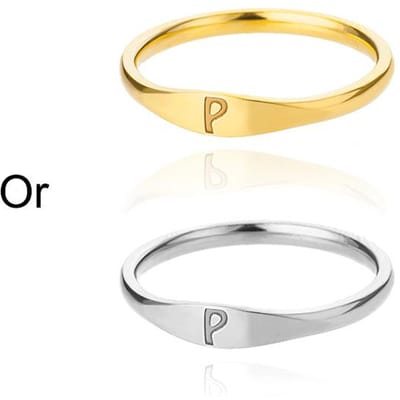 Initialen Ringen Voor Vrouwen Mannen Roestvrij Staal Initialen Ring A M K S Alfabet Naam Esthetische Bruiloft Sieraden Kerstcadeau 7&18K Gold Color beige