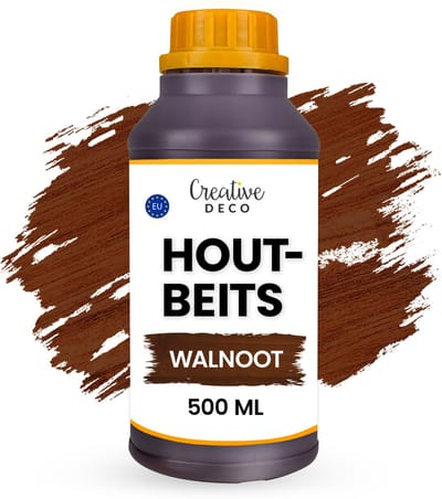Creative Deco Houtbeits op Waterbasis | Walnoot Kleur | 500 ml | Sneldrogende Vernis | Niet Giftig | voor Hout, Houten Lambrisering, Beton, Baksteen, Behang en Meer | Hoge Efficiëntie