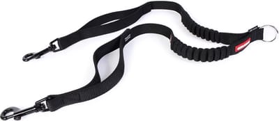EzyDog Zero Shock Coupler Duo Looplijn - Dubbele Hondenriem voor 2 Honden - 61cm - Zwart