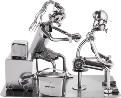 BRUBAKER Schroef Man Tatoeage Kunstenaar Tatoeëerder - Handgemaakte IJzer Figuur Metalen Man - Metalen Figuur Cadeau Idee voor Tattoo Fans - Tattoo Gift