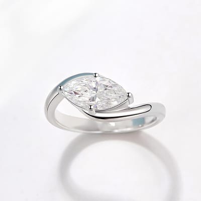 Marquise Geslepen Moissanite Verlovingsring met Certificaat 925 Bypass Solitaire Diamant Trouwring voor Vrouwen 8 white