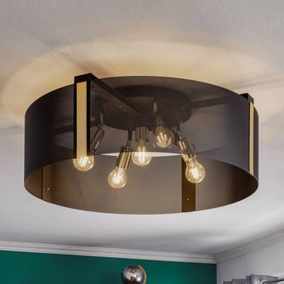 Euluna Plafondlamp Etro, Ø 70 cm zwart/goud