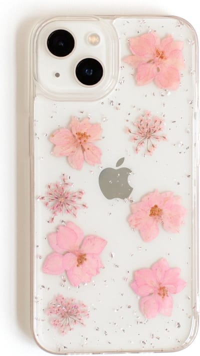 Casies hoesje geschikt voor Apple iPhone 15 met droogbloemen - gedroogde bloemen telefoonhoesje - Dried Flower Soft Case TPU