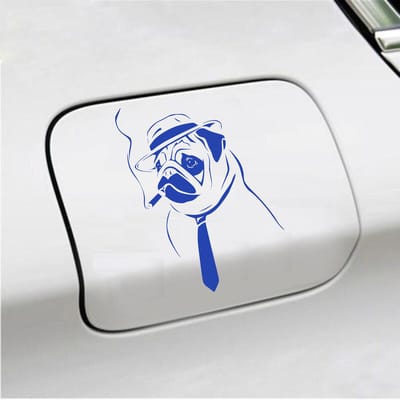 Bumpersticker - Hond Rokend - 10 X 13,6 - Blauw
