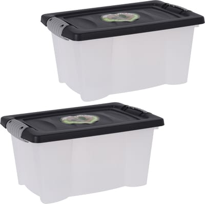 Storage Solutions Opslagbak/opbergdoos/organizer - 3x stuks - met deksel - kunststof - 9 Liter