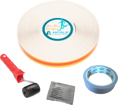 Antislip trapprofiel - Zelfklevende strip - Complete set voor 1 trap - Creme - Rol 15m