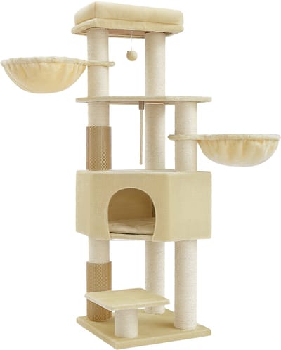 Feandrea - Krabpaal - Kattenboom - Voor Grote Katten - Zelfverwarmende Dekens - 2 Kattenborstels