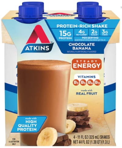 Atkins | Protein Shake | Chocolate Banana | 4 Stuks | 4 x 325ml