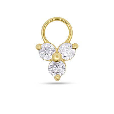 New Bling - 9NBG-O100 - 14K goud – Oorbelhanger - per stuk – Bloem – 3 Zirkonia Stenen