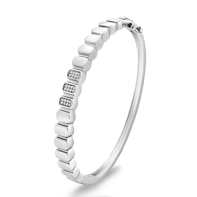 Juwelier Zwartevalk - Zilveren (gerhodineerd) bangle met zirkonia stenen - 26.043
