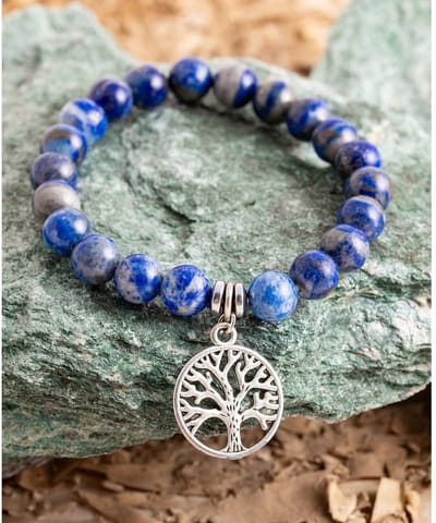 Sodaliet armband met levensboom bedel