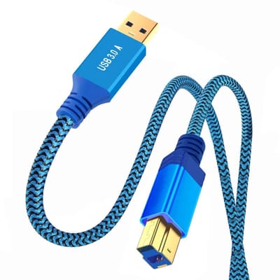 Allecto - Printer Scanner Kabel - USB 3.0 - Verlengkabel 0.6M - Blauw Nylon Gevlochten - Hoge snelheid - Duurzaam - Geschikt voor printers - Kabel