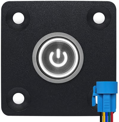 ProRide Metalen drukschakelaar Inbouwpaneel 12V ON-OFF - 16mm - met Aansluitkabel - 12V/24V - LED indicatie Wit