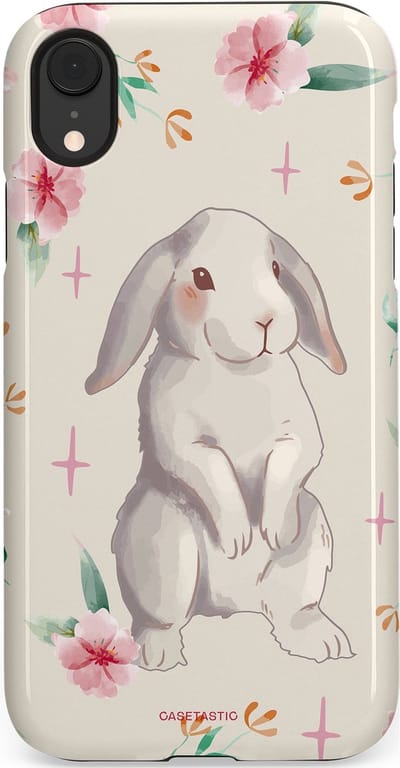 Casetastic Hoesje Geschikt voor Apple iPhone Xr - Stijlvolle Beschermende Duo-layer Case - Klein konijntje