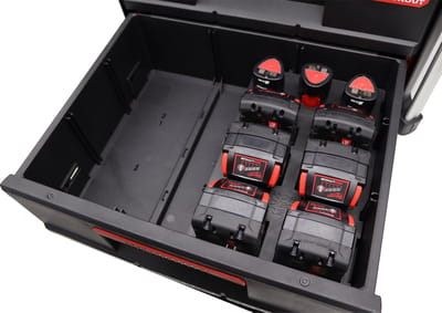 Milwaukee Packout 2 lades kist inzet – Professioneel 3D geprint voor M18 + M12 accu’s - Gereedschapskoffer insert | Organizer voor batterijen | Packout accessoire