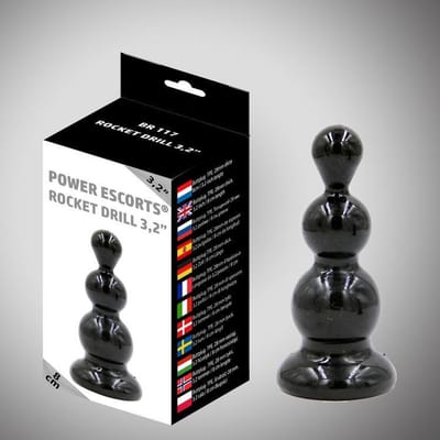 Power Escorts - Rocket Drill - Flexibele / Stevige - Anal Plug - Butt Plug - 3.2 Inch / 8 cm - BR117 - Zwart