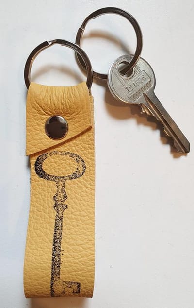 Toetie & Zo Handgemaakte Leren Sleutelhanger Key Geel, sleutelhouder, leder, handgemaakt