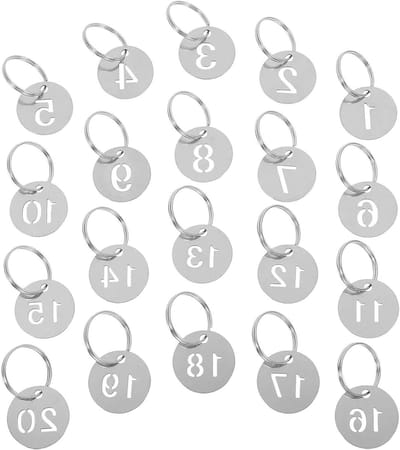 Stalen sleutellabels - Nummerlabels Ringen - Inventaris Beheer - Roestvrij staal - Nummers 1-200 - Zilver