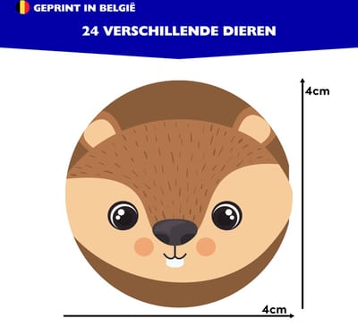 Stickers Dieren | Feeststicker | Per 48 | Sluitsticker | Envelop | Bedankje | Traktatie | Inpakken | 4cm | 40mm