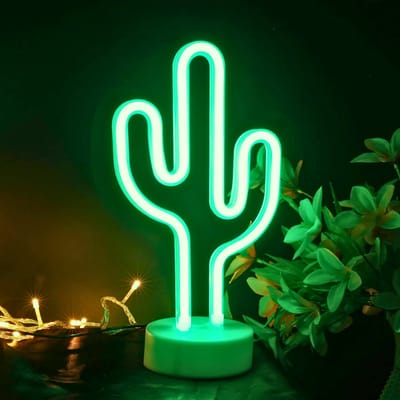 ZoeZo Neon LED lamp Cactus - Neon verlichting - Sfeerlamp - Sfeerverlichting - USB - Groen