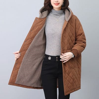 Veste en coton pelucheux mi-longue à longue, coupe ample, surdimensionnée, épaisse et chaude, en coton, pour l'hiver 2XL orange