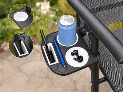 Skushy Bekerhouder Tuinstoel - modulaire drank- en accessoirehouder met 4 inzetstukken en clipbevestiging, voor tuin- en loungestoelen tot Ø 2,2 cm - Bekerhouder Tuinstoel Barletta