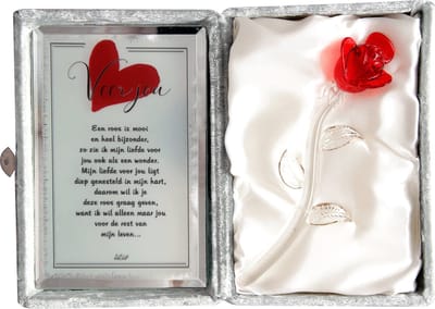 Kristallen Roos met gedicht Voor jou -Voor jou gedicht- kado voor partner - New Dutch®-mijn liefste