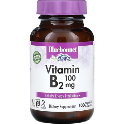 Bluebonnet Nutrition, Vitamine B-2, 100 mg, 100 vegetarische capsules