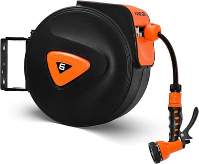 Automatische Slanghaspel - Wandslanghaspel Zelfoprollend - Tuin Bewateren - Automatische Terugloopfunctie - 20 Meter Slang - Grijs