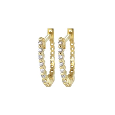 New Bling 9NBSAM-G190633 Gouden Oorringen - Dames - Zirkonia - Scharnier - 11 x 1,4 mm - 14 Karaat - Goud