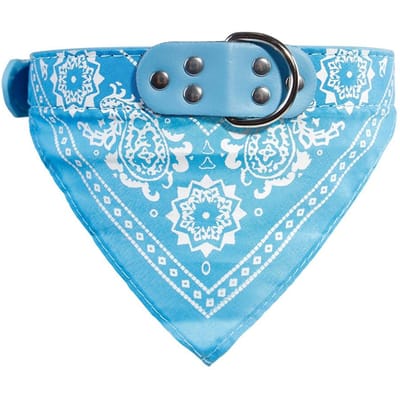 Bavoir pour chat et petit chien, motif ethnique, serviette de salive, collier réglable pour animaux de compagnie(Bleu clair XL) white