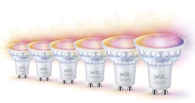 WiZ Voordeelverpakking - GU10 met 6 Spotjes - 50W - 400lm - Wit en Gekleurd Licht - Slimme LED Verlichting - Werkt met Apple HomeKit, Alexa en Google Home - Tunable White and Color
