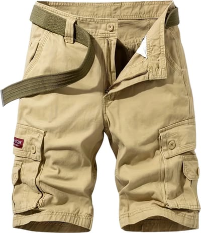 Livano Korte Broek Heren - Cargobroek - Spijkerbroek - met Zakken - Volwassenen - Jongens - Shorts - Khaki - Maat XS