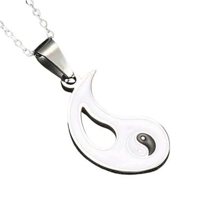 Livano Ketting - Heren - Staal - Nep zilver - Met Hanger - Wit