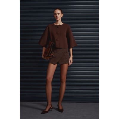Korte Jacquard Knopen Cardigan