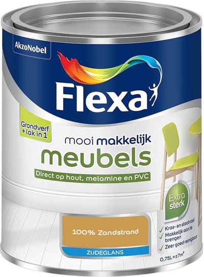 Flexa - Mooi Makkelijk Meubels Zijdeglans - 100% Zandstrand - Mengverf - 750 Ml