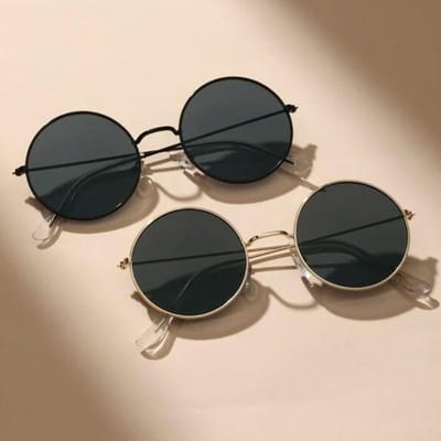 Set van 2 paar kleine ronde zonnebrillen voor dames, schattige smalle metalen brillen, retro vintage smalle cat-eye zonnebrillen. black