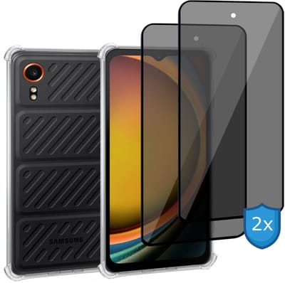 ChiGuard Hoesje & 2x Privacy Screenprotector geschikt voor Samsung Galaxy Xcover 7 Pro Hoesje Screenprotector - Gehard Glas Cover + Shock Proof Case - Transparant