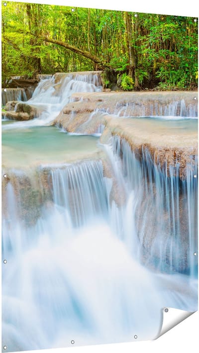 Gards Tuinposter Waterval in het Bos in Thailand - 120x180 cm - Tuindoek - Tuindecoratie - Wanddecoratie buiten - Tuinschilderij