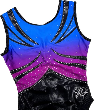 Sparkle&Dream Turnpakje Luna Blauw Paars - Maat CSM 98/104 - Gympakje voor Turnen, Acro, Trampoline en Gymnastiek
