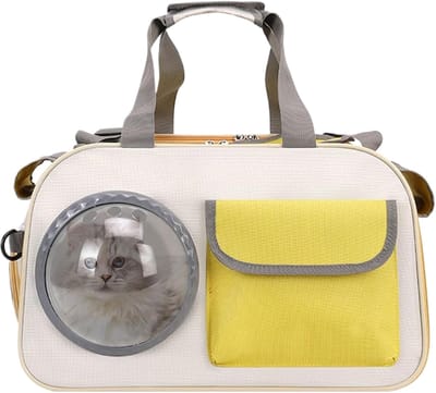 Kattendrager - Reistas Huisdier - Veilig Vervoer - Met Bubbelscherm - 45x28x3 cm - Geel