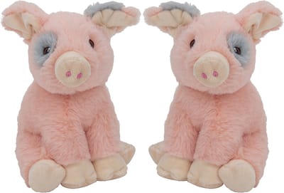 Multipak van 2x stuks pluche dieren knuffels Varkens/biggetjes van 18 cm - Knuffeldieren speelgoed
