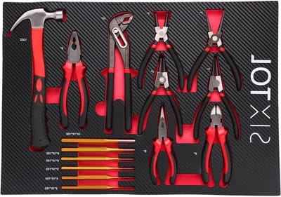 Gereedschapsmodule 15-delig - Tangen set Hamer - Werkplaatsonderhoud - Nauwkeurig EVA-inzetstuk - 59.5 x 39.5 cm - Zwart/rood