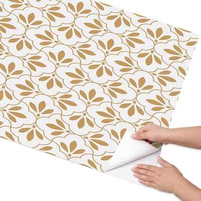 Coloray Meubel Wrap Folie - Wit Meubelfolie - 75x150 cm - Plakfolie Meubels Klassiek patroon - Decoratiefolie Zelfklevend - Klassiek Meubelfolie - Meubelfolie Zelfklevend - Badkamer decoratie - Achtergronden en patronen
