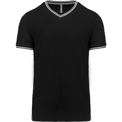 Kariban Heren-t-shirt piqué V-hals K374 - Black / Light Grey / White - M