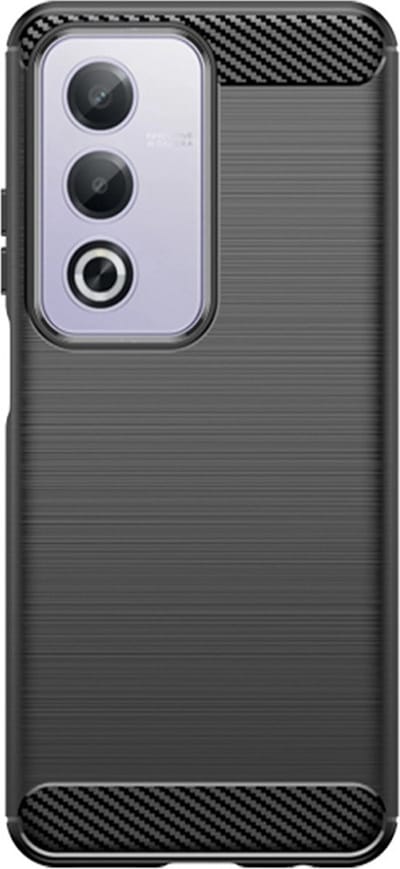 MobyDefend Hoesje - Geschikt voor Oppo A80 5G - TPU Backcover - Geborstelde Metaal & Carbon-Look - Zwart
